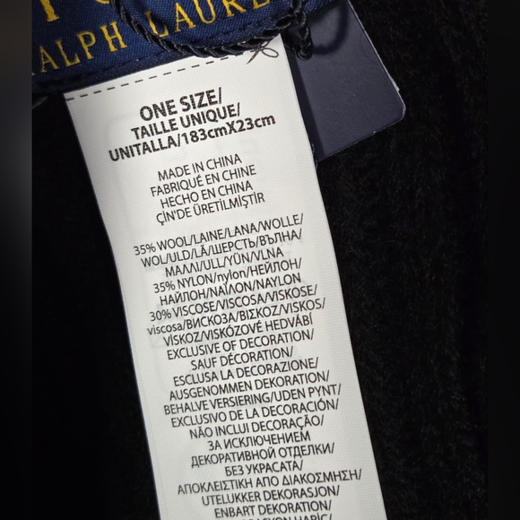 NEW Polo Ralph Lauren Men's Hat & Scarf 2-Piece Set Wool Blend Black Gray   $135 - Picture 4 of 4